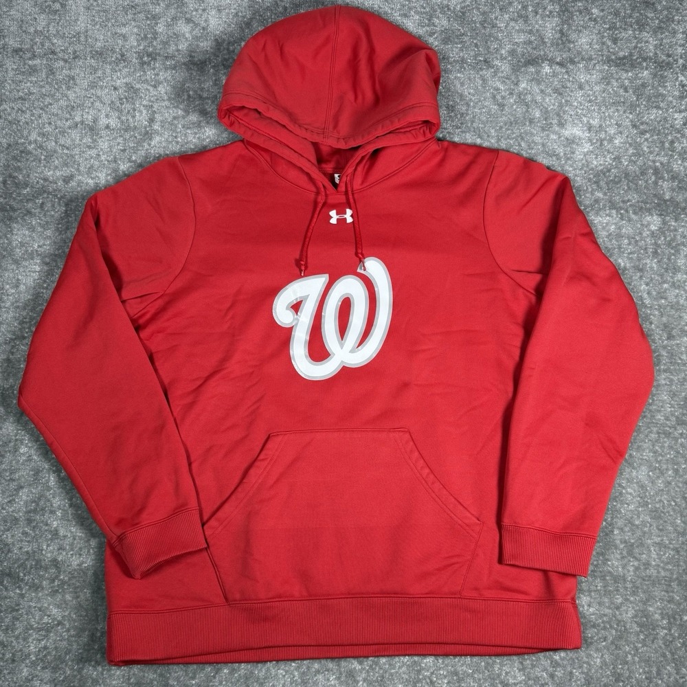 Under Armour Hoodie Women's XL Red‎ Washington Nationals Team Fleece Logo